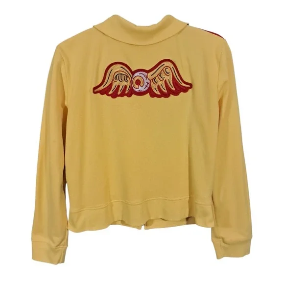 Vintage 2000s Von Dutch Full Zip Track Jacket Yellow Retro Y2K Biker Baddie - Picture 2 of 13